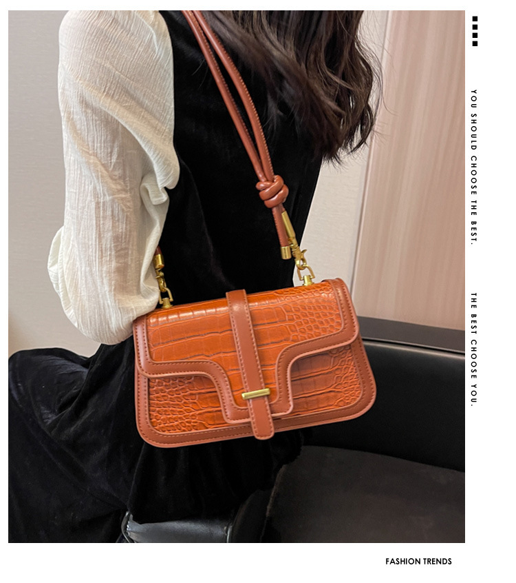 Borsa a tracolla casual retrò europea e americana Borsa da donna 2023 Nuova borsa da donna con motivo a coccodrillo con design di nicchia transfrontaliero_voghion.com