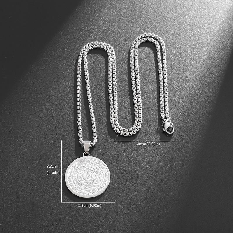 Fashion Amulet Men Ladies Classic Lucky Allah Pendant Stainless Steel Necklace Islamic Muslim Charm Necklace Luxury Jewelry_voghion.com