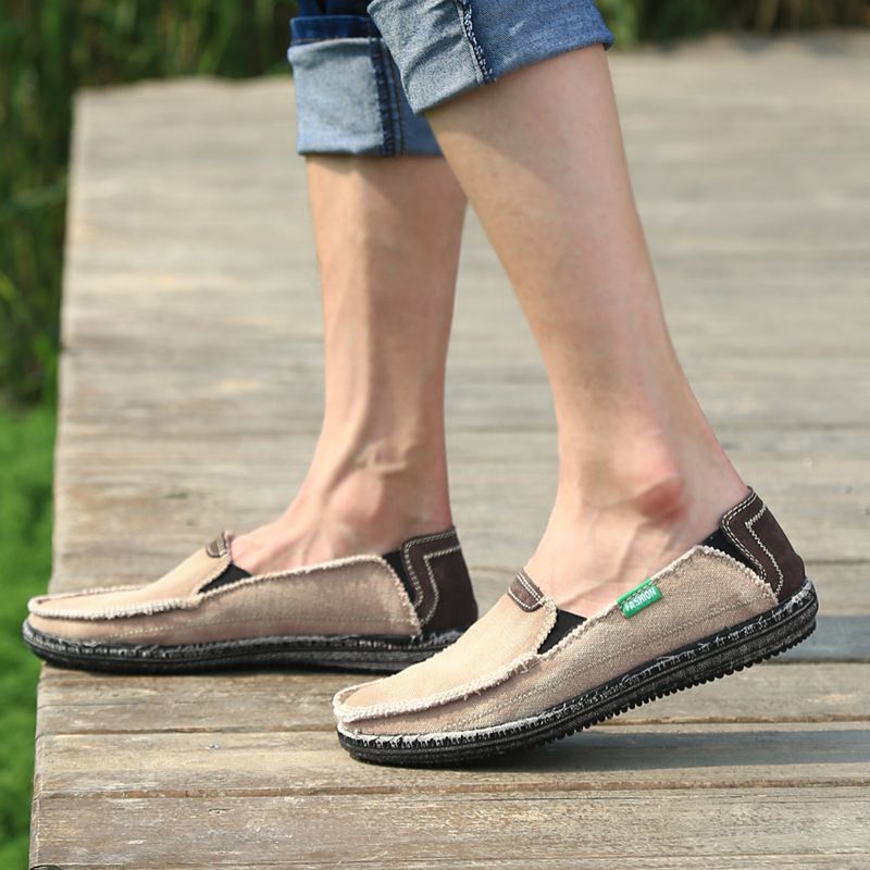 2025 New Old Beijing Cloth Casual Loafers, Rubber Soled Outdoor Canvas Shoes, Fashionable Black Bean Shoes For Men_voghion.com