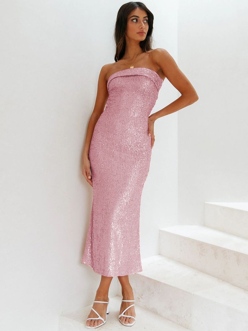 Rochie de seară pentru femei, vară, cu imprimeu tubulară, model nou, cu paiete, sexy, subțire, fustă lungă, fără spate_voghion.com