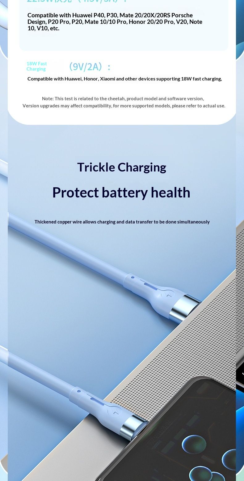 Digitex Typ-C Super Fast 6A Kompatibel mit Huawei Honor Xiaomi Vivo Ladegerät OPPO Lade-Silikon-Datenkabel_voghion.com