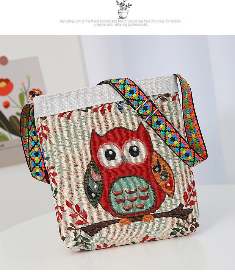 Borsa a tracolla da donna con motivo a gufo e elefante, borsa a tracolla da donna per uscire, borsa in tessuto etnico con ricamo jacquard bifacciale_voghion.com