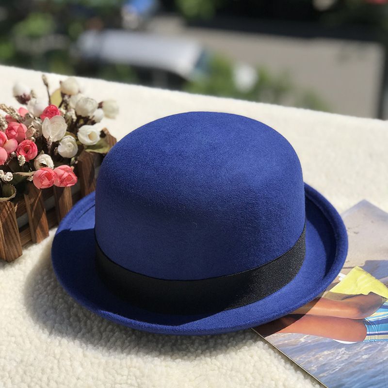 retro British woolen hat with small edge and curled edge trendy wool hat, versatile fashionable top hat_voghion.com