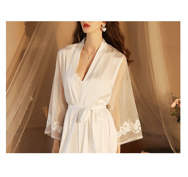 New Arrival! Sensuous Extended Satin Bathrobe Nightgown - Long-Sleeved Pajamas For Women's Luxurious Lounging_voghion.com