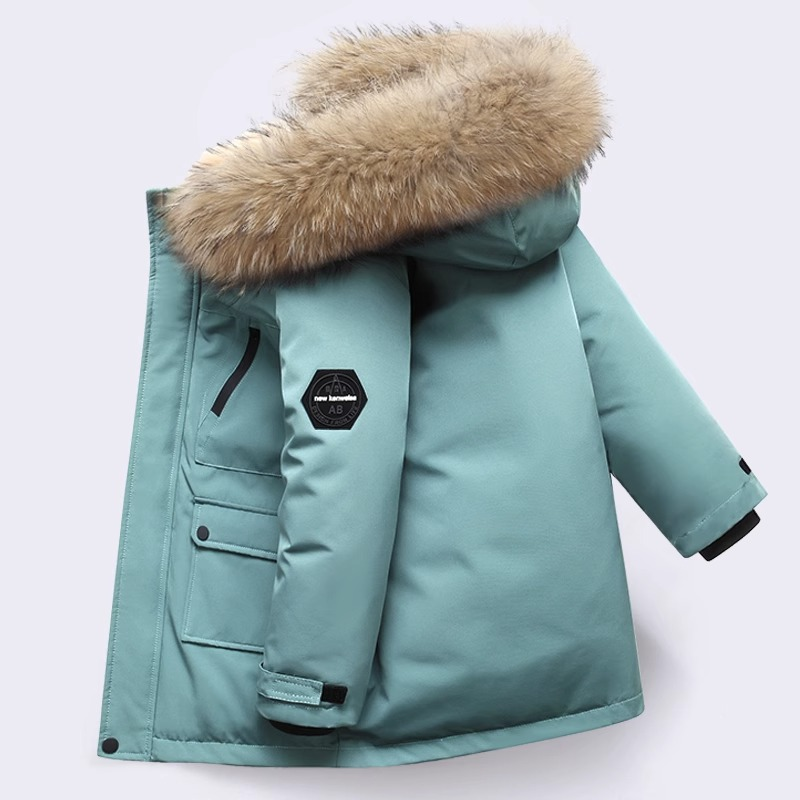 Cappotto imbottito per bambini e ragazzi, soprabito, cappotto in autunno e inverno, cappotto imbottito per bambini con cappuccio, ampio colletto di lana, cappotto imbottito_voghion.com