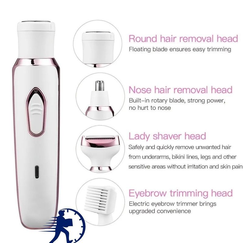 Elektrisches 4-in-1-Haarentfernungsgerät für Frauen – Gesicht, Beine, Bikinizone und Nase_voghion.com