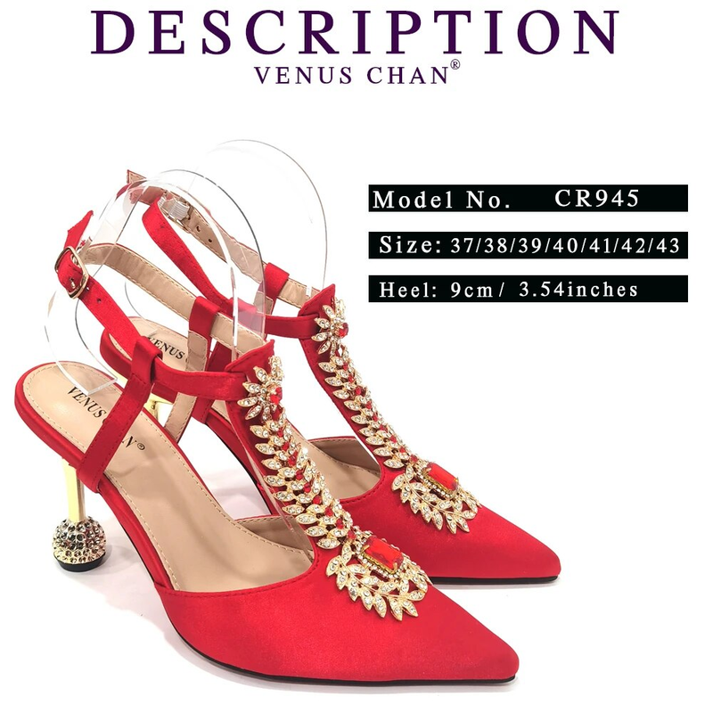 Venus Chan 2023 Italian Design Girly Style Pointed Toe Wedding Shoes And Bag, Full Diamond Decoration Metal Closure Bag_voghion.com