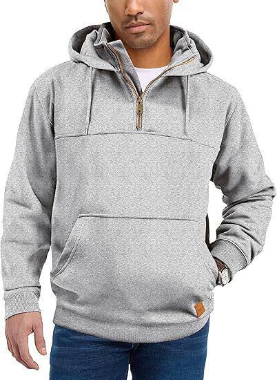 Herrenbekleidung Schweres Fleece-Kapuzenpullover - Warmer Winterpullover mit Kängurutasche, lässige, lockere Passform für Outdoor und Streetwear_voghion.com