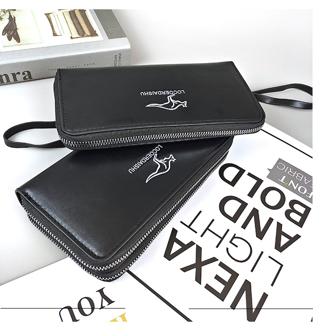 Vintage-inspirierte Clutch aus PU-Leder für Herren – Schlankes und geräumiges Unisex-Design mit RFID-Blockierung (16 Zoll, Schwarz/Braun)_voghion.com
