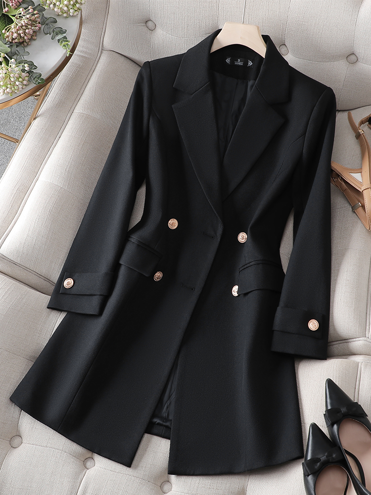 Yitimuceng Blazer Ceketler Kadınlar için Sonbahar Kış 2023 Yeni Kore Moda Uzun Kollu Kruvaze Rahat Midi Blazer_voghion.com