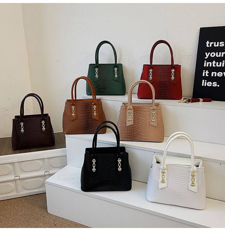 Handtasche Damen New Western Style Große Kapazität Pendler Umhängetasche PU Leder Krokodilmuster Tasche Damentasche_voghion.com