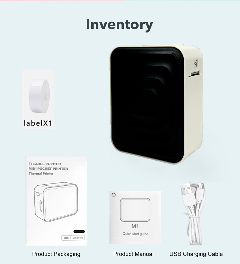 Marklife M1Thermal Maker avec imprimante d'étiquettes en papier Durable, Mini imprimante Bluetooth sans encre pour téléphone IOS et Android_voghion.com