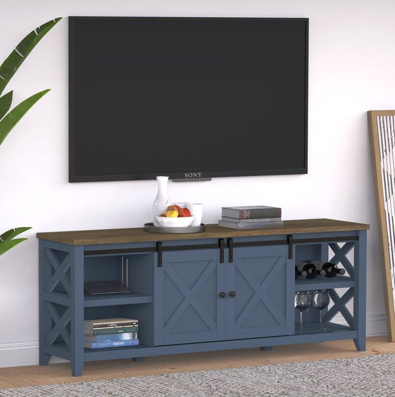 TV Stand For TVs Up To 65", Modern Farmhouse Wood Entertainment Center, Media Console Table With Storage Cabinet & Adjustable Shelves, Buffet Sideboard For Dining Room,_voghion.com