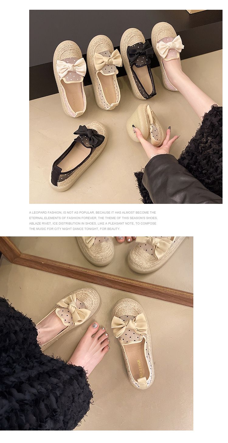 Evening Wind Single Shoes Women's Spring One-pedal Loafer Fisherman Shoes Thick-soled Breathable Mesh Doudou Shoes_voghion.com