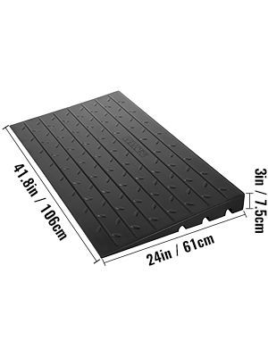 VEVOR Rubber Threshold Ramp, 3" Rise Threshold Ramp Doorway, 3 Channels Cord Cover Rubber Solid Threshold Ramp, Rubber Angled Entry Rated 2200 Lbs Load Capacity For Wheelchair And Scooter_voghion.com