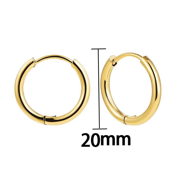 Sieradenset voor dames Fashionr Supply Retro Fashion Eenvoudige roestvrijstalen oorbel Veelzijdige ronde hoepeloorbellen_voghion.com