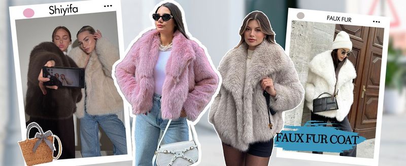 Cappotto in pelliccia sintetica di volpe per donna - Giacca invernale di media lunghezza con risvolto oversize, colore sfumato alla moda, stile street_voghion.com