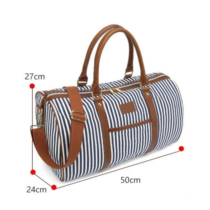 Nuovo zaino a tracolla in tela a righe da viaggio all'aperto, borsa a tracolla casual alla moda di grande capacità_voghion.com