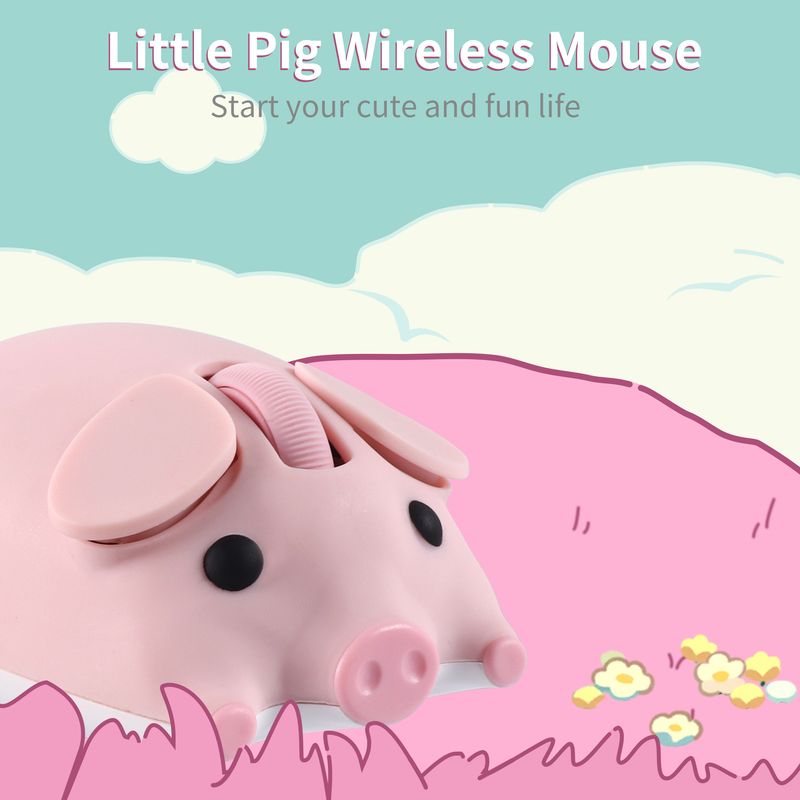 Kabellose 2,4-G-Bluetooth-Maus mit Dual-Modus, Schweine-Optik, bequemer Griff, leichtes Gewicht, niedliche Maus für den Bürogebrauch, Gaming-Geschenk_voghion.com
