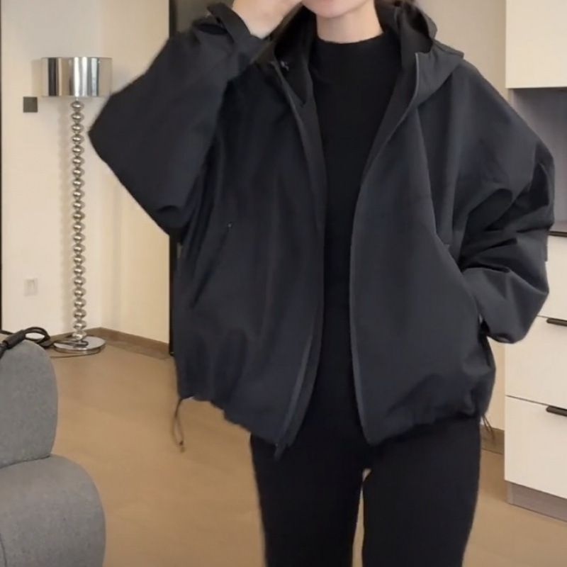 Rozenroze trenchcoat met capuchon, losvallend voor dames in de lente en herfst, met een ontwerp dat de huid bedekt en een_voghion.com