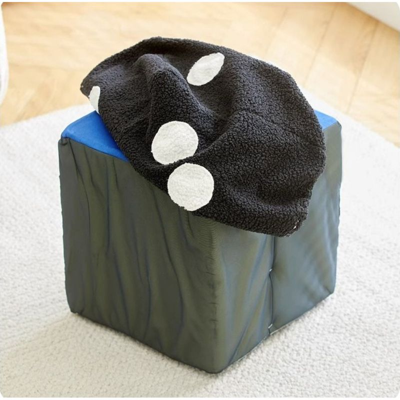 Schuhwechsel-Würfel-Kissen, Teddy-Samthocker für Wohnzimmer/Eingangsbereich, niedriger quadratischer Hocker_voghion.com