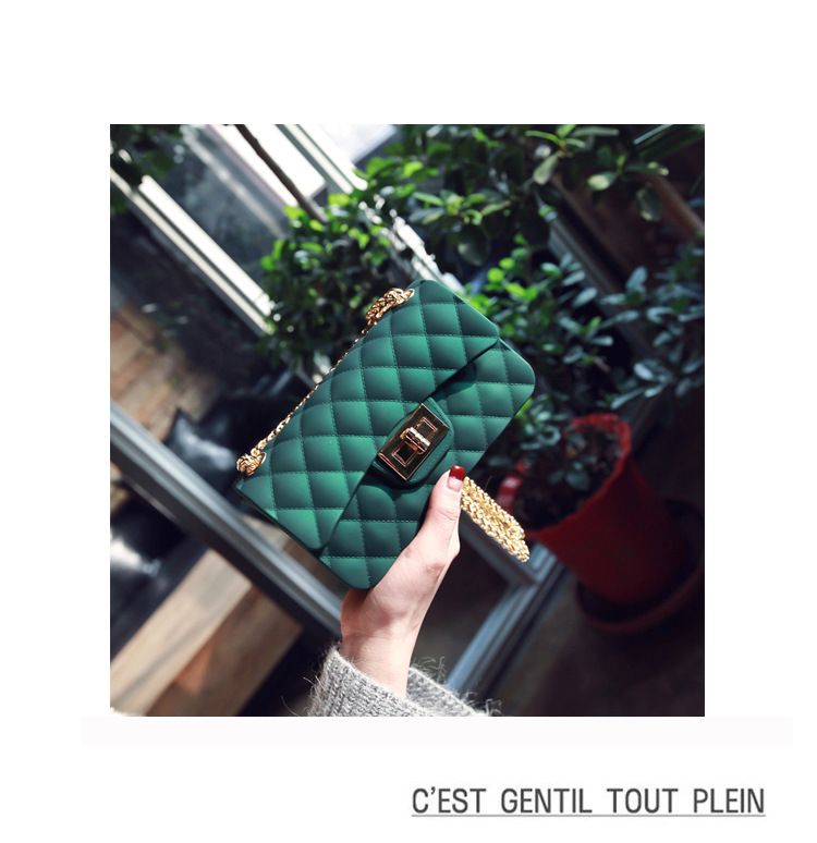 Borsa a tracolla da donna Borsa in gelatina smerigliata Borsa a tracolla Mini borsa a quadri con diamanti Stile borsa a tracolla_voghion.com