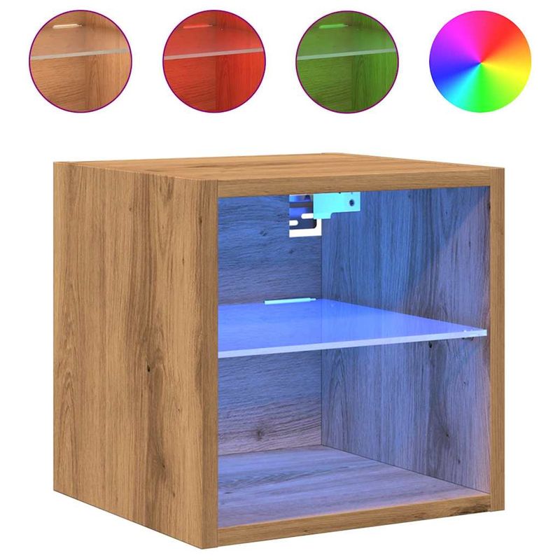TV-Wandschränke mit LED-Leuchten 2 Stk. Artisan-Eiche_voghion.com