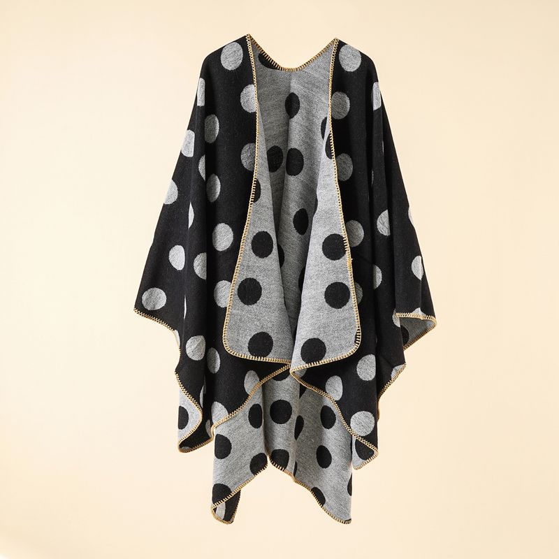 2021 New polka dot printed travel and play warm cashmere shawl_voghion.com