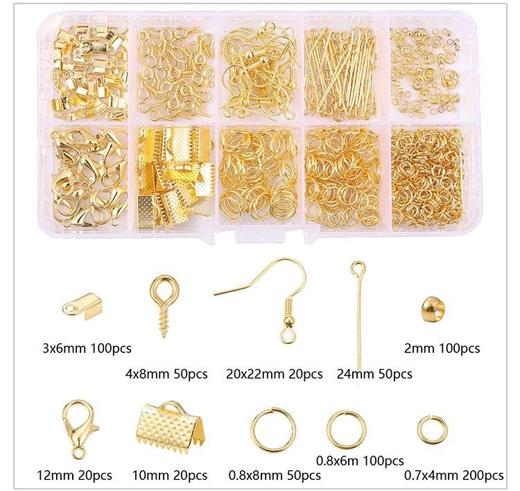 Outils de pêche, boîte à 10 grilles, accessoires de décoration, fermoir mousqueton, fermoir cheval, crochet d'oreille à boucle unique ouverte, aiguille en forme de 9, matériel de collier de boucle d'oreille DIY_voghion.com