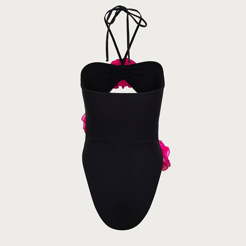 2024 nei modesch a sexy einfarweg Hals hänkeg Seel dräidimensional Blummendesign Eendeel Badekostüm_voghion.com