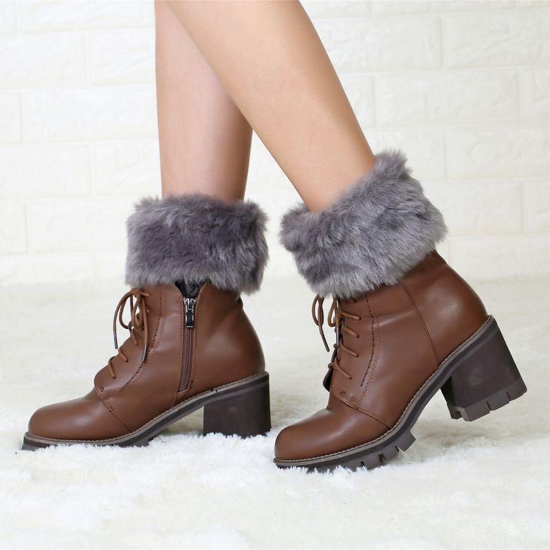 Neue Herbst-Winter-Kurzstil-Flip-Over-Plüsch-warme Socken und Stiefelüberzüge für Damen-Beinschützer aus gestrickter Wolle_voghion.com