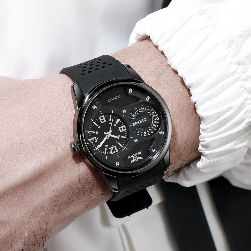 Nuovo orologio sportivo da uomo al quarzo con cinturino in silicone con decorazione personalizzata a doppio quadrante per orologi di tendenza per studenti_voghion.com