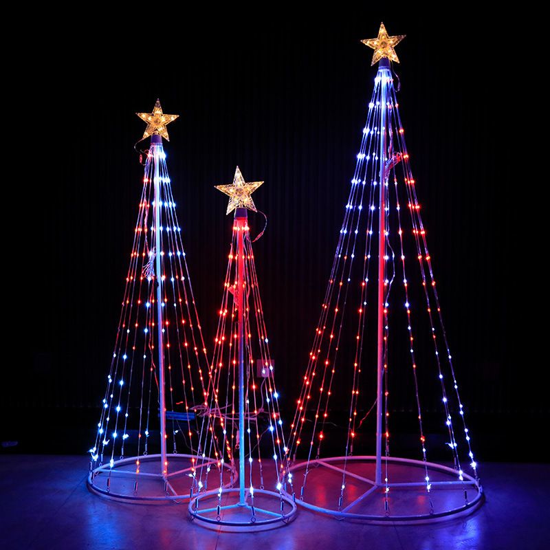 Albero di Natale telecomando Bluetooth APP controllo intelligente fantasy RGB filo di pelle cono di luce decorazione esterna soggiorno di Natale_voghion.com