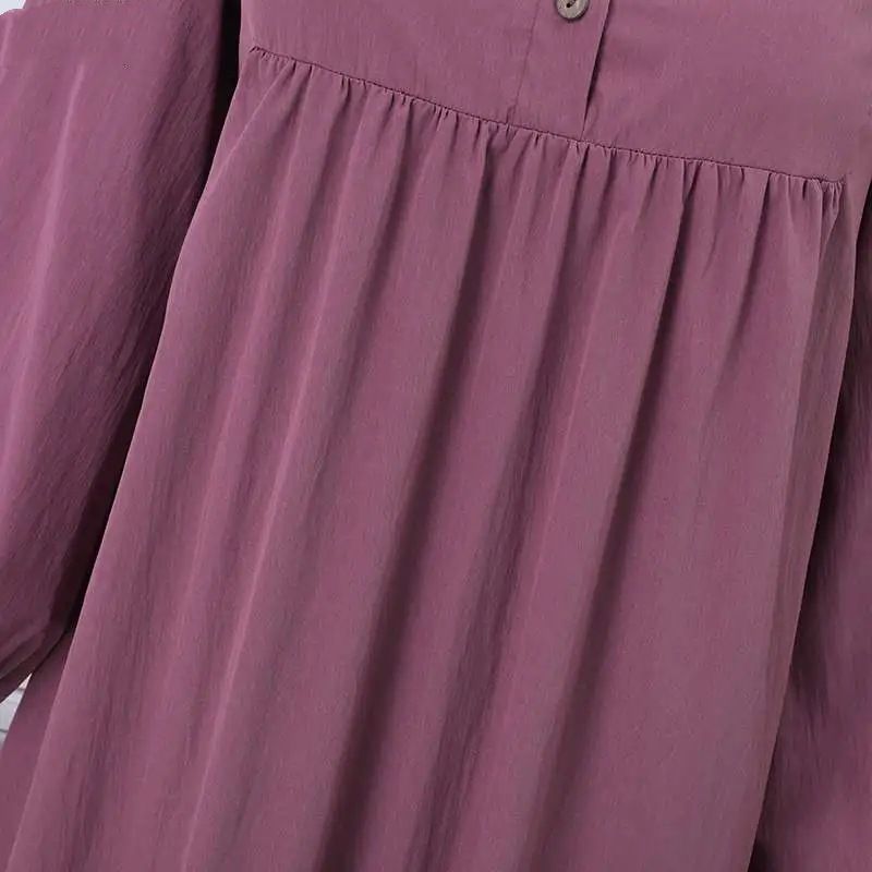 Abbigliamento da donna, abito lungo, abito largo, alla moda, casual, con maniche a lanterna_voghion.com