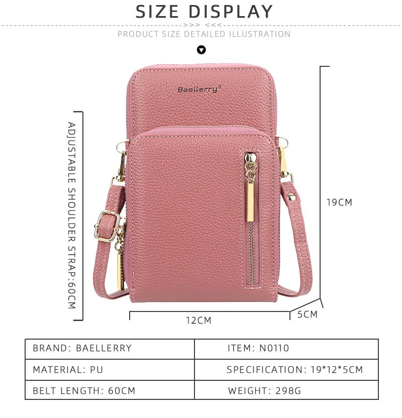 Shoulder Bag Fashionable and Versatile Zipper Vertical Double-layer Mobile Phone Bag Anti-theft Small Square Bag for Shopping and Dating Baellerry_voghion.com