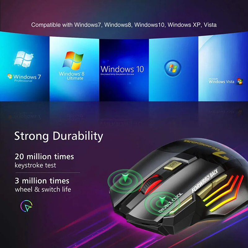 Rechargeable Wireless Bluetooth Gamer Gaming Mouse Computer Ergonomic Mause With Backlight RGB Silent Mice For_voghion.com