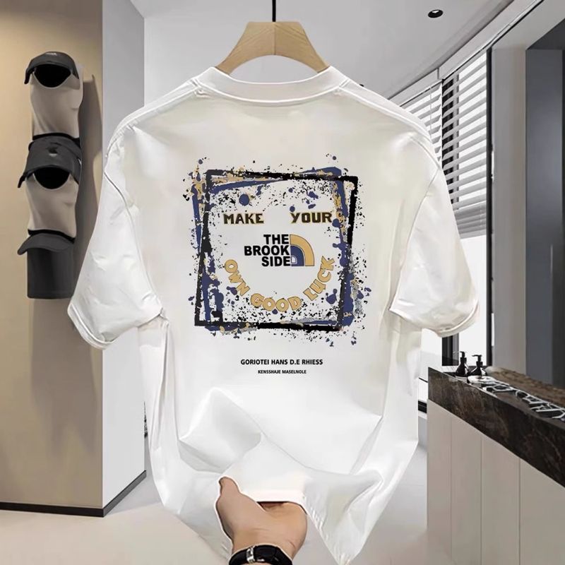 Nuove magliette in cotone a mezza manica, tendenza moda, scollo rotondo, slim, stampate, a maniche corte_voghion.com