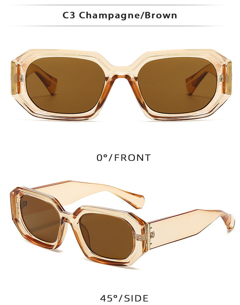 Herren-Sonnenbrillen, kleiner Rahmen, Sonnenbrillen für Männer und Frauen mit UV-Schutz, High-End-Beige, polygonal, Anti-Blaulicht_voghion.com