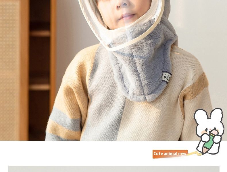Wintermützen für Jungen und Mädchen mit Gesichtsschutz, Winddichte Mützen, Ohrenschützer, Kopfbedeckungen, warme Babyschals, Einteilige Mützen, Weihnachtsgeschenke_voghion.com