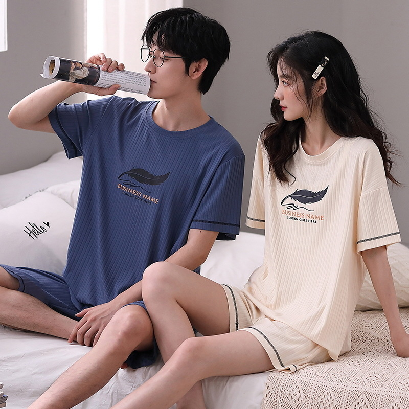 Summer women's sleepwear, short sleeved home clothes, couple Modal, internet celebrity, casual live streaming set,_voghion.com
