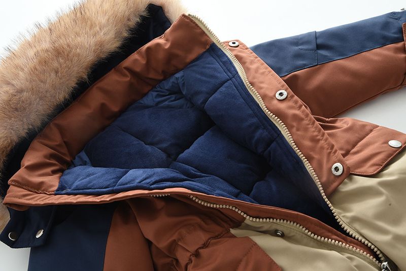 Babyjongenskleding nieuwe elastische taille kinderkleur bijpassende capuchon plus fluwelen verdikte jumpsuit skipak_voghion.com