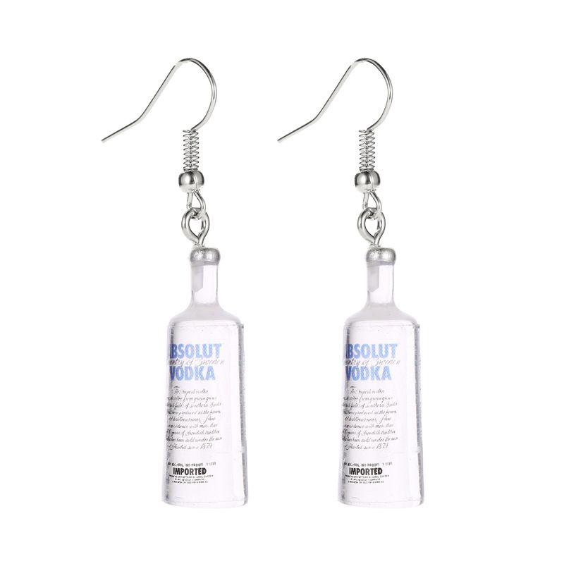 Nouvelle bouteille d'eau minérale de bière Vodka amusante Boucles d'oreilles créatives et polyvalentes pour célébrités sur Internet_voghion.com