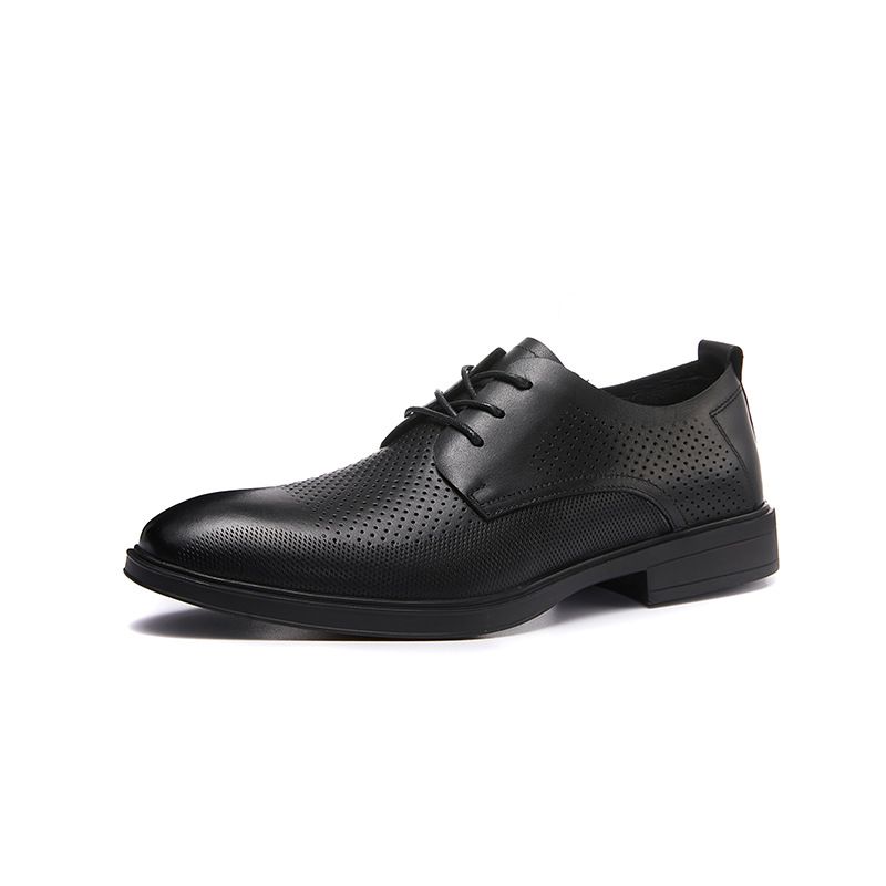 Scarpe da lavoro da uomo traforate in vera pelle, comode e traspiranti, modello Hollow Business, primavera estate 2025, in vendita_voghion.com