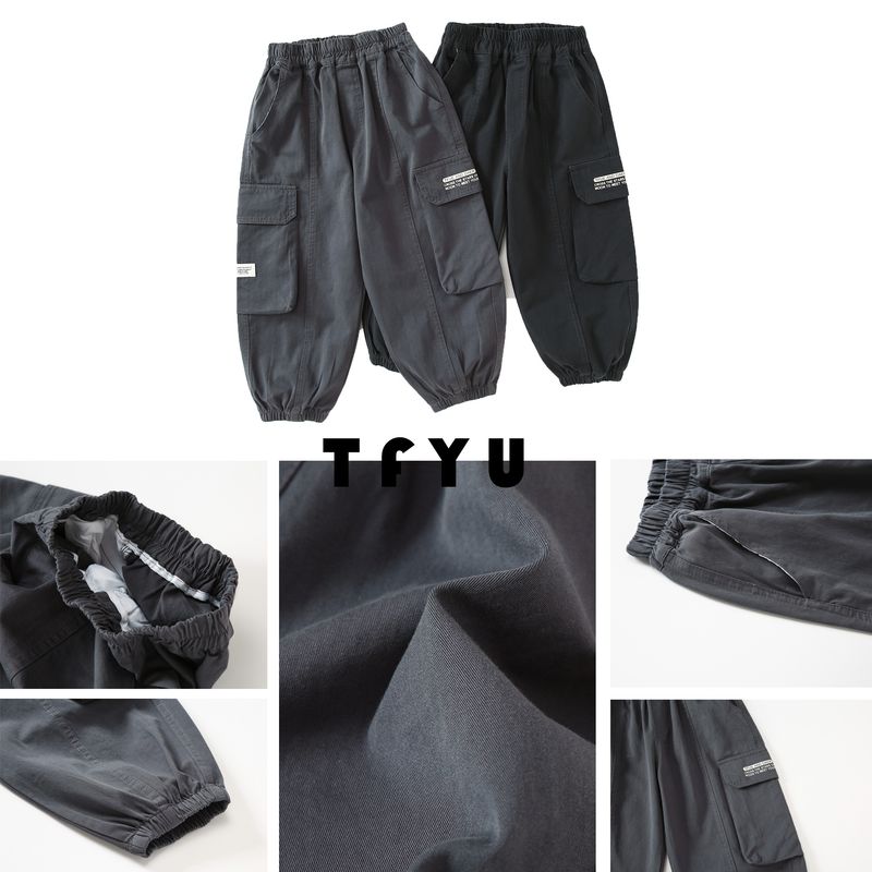 Kinderkleidung Buchstaben bedruckte Freizeithose mittlerer und großer Overall_voghion.com