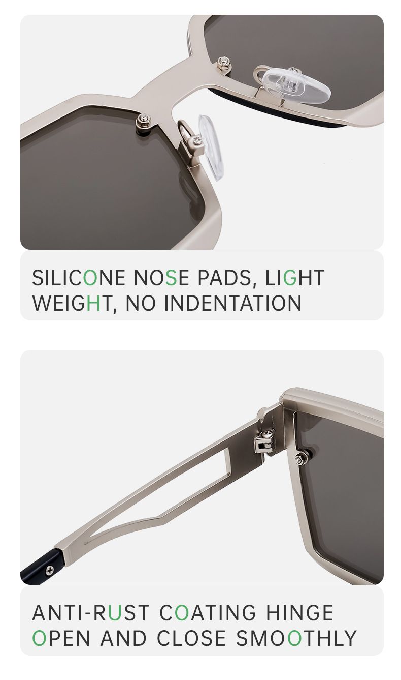 Fashion Square Frame Sunglasses For Men Metal Frame High End Sunglasses For Men Shades_voghion.com