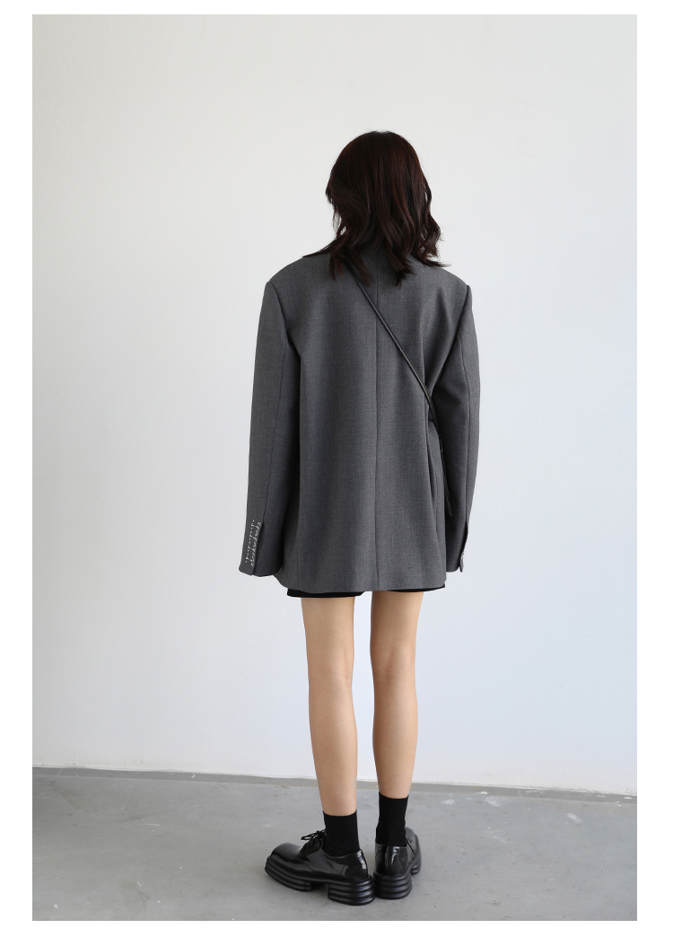 CHICVEN Donna Office Lady Blazer Polsino Ricamo Spalla Larga Abito in Twill Capispalla Donna Autunno Capispalla Elegante Top_voghion.com