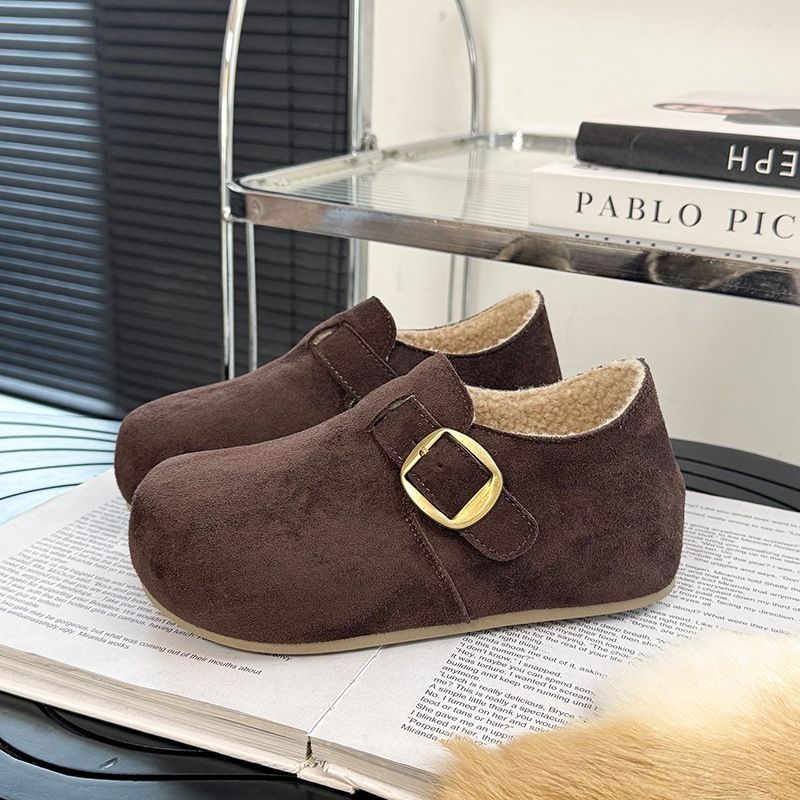2025 Thick-Soled Fleece-Lined Warm Full-Coverage Shoes For Women New Fashion Versatile Lightweight Korean_voghion.com