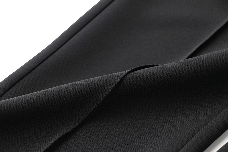 Pantalon à jambes larges pour femmes, Style de travail, Style de déplacement, chaîne noire, décoration drapée, tempérament, pantalons décontractés, une pièce, tendance_voghion.com