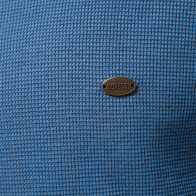 T-shirt da uomo in tinta unita con collo a gallone a maniche lunghe con sottocollo europeo autunno/inverno_voghion.com