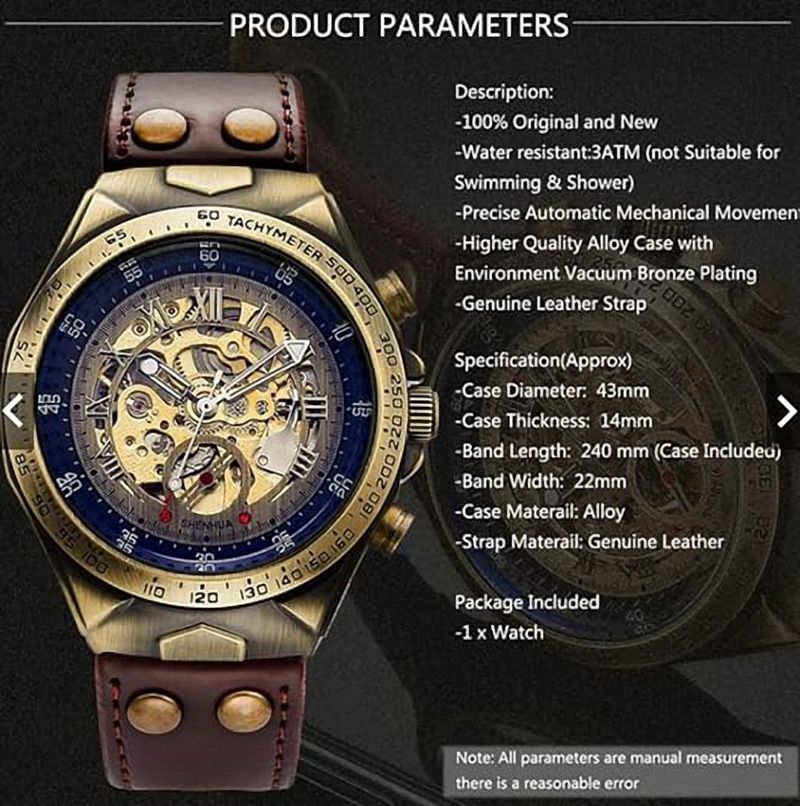 Bronze Retro Skeleton Automatic Mechanical Watch For Men Luminous Hand Brown Genuine Leather Belt Luxury Brand Steampunk Watches_voghion.com